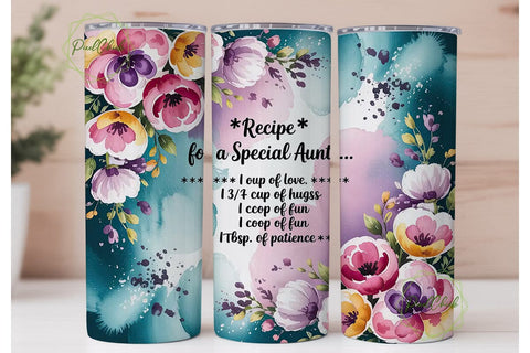 Special Aunt Floral Tumbler Wrap Sublimation PixelChick 