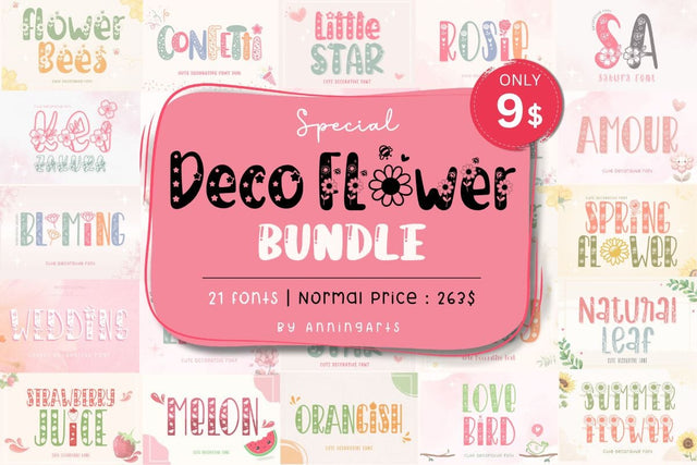 Special Deco Flower Font Bundle Font AnningArts Design 