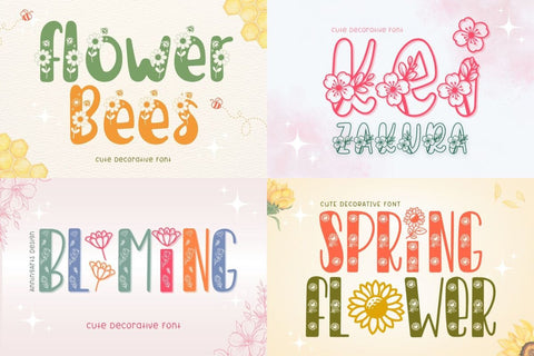 Special Deco Flower Font Bundle Font AnningArts Design 