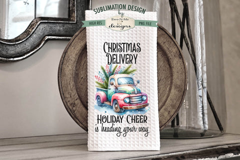 Special Delivery Christmas Holiday Kitchen Towel Sublimation Sublimation Ewe-N-Me Designs 