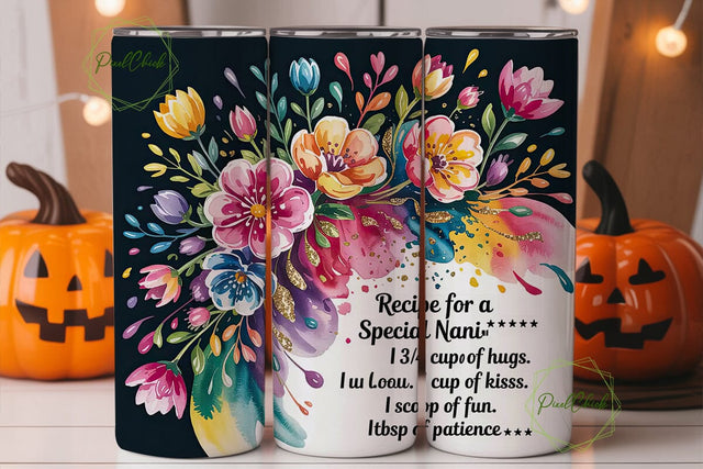 Special Nani Floral Tumbler Wrap Sublimation PixelChick 