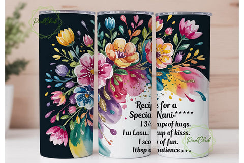 Special Nani Floral Tumbler Wrap Sublimation PixelChick 