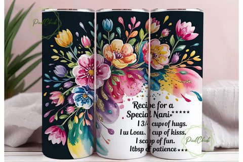 Special Nani Floral Tumbler Wrap Sublimation PixelChick 