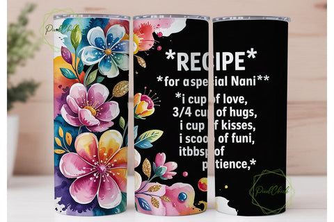 Special Nani Floral Tumbler Wrap Sublimation PixelChick 