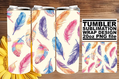 Spectrum Feather Celebration Tumbler Art 20oz Sublimation afrosvg 