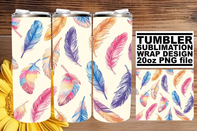 Spectrum Feather Celebration Tumbler Art 20oz Sublimation afrosvg 