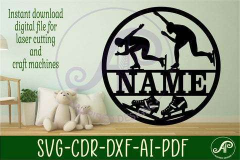 speed skater female name sign, SVG, sports themed wall art SVG APInspireddesigns 