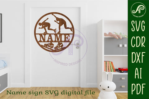 speed skater female name sign, SVG, sports themed wall art SVG APInspireddesigns 