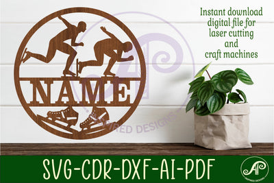 speed skater male name sign, SVG, sports themed wall art SVG APInspireddesigns 