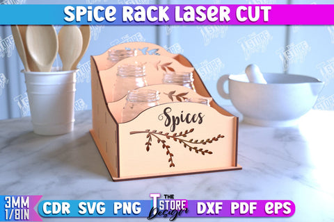 Spice Rack Laser Cut Bundle | Kitchen Shelf | Spice Caddy | Kitchen Organizer | CNC File SVG The T Store Design 