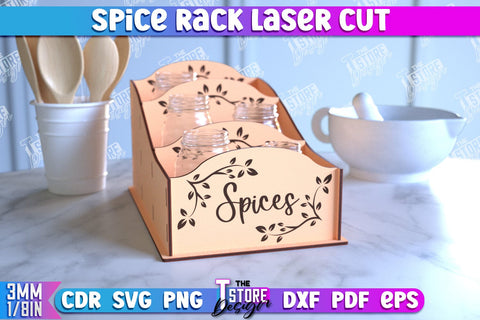 Spice Rack Laser Cut Bundle | Kitchen Shelf | Spice Caddy | Kitchen Organizer | CNC File SVG The T Store Design 