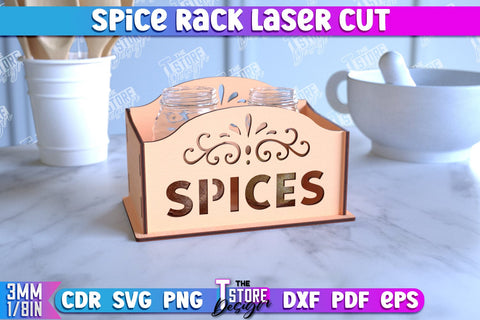 Spice Rack Laser Cut Bundle | Kitchen Shelf | Spice Caddy | Kitchen Organizer | CNC File SVG The T Store Design 