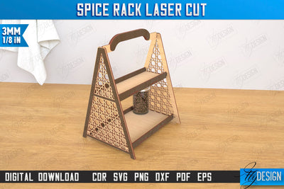 Spice Rack Laser Cut | Kitchen Shelf | Spice Caddy | Kitchen Organizer | CNC File SVG Fly Design 