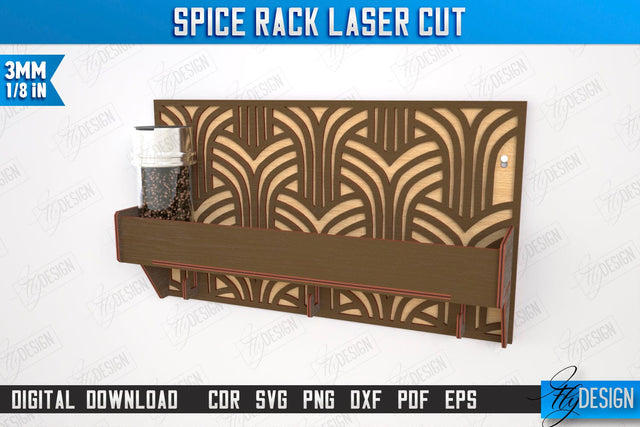 Spice Rack Laser Cut | Kitchen Shelf | Spice Caddy | Kitchen Organizer | CNC File SVG Fly Design 