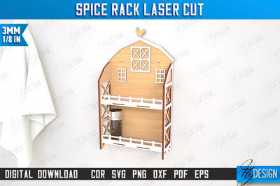 Spice Rack Laser Cut | Kitchen Shelf | Spice Caddy | Kitchen Organizer | CNC File SVG Fly Design 