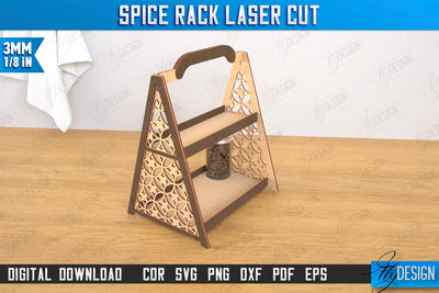 Spice Rack Laser Cut | Kitchen Shelf | Spice Caddy | Kitchen Organizer | CNC File SVG Fly Design 