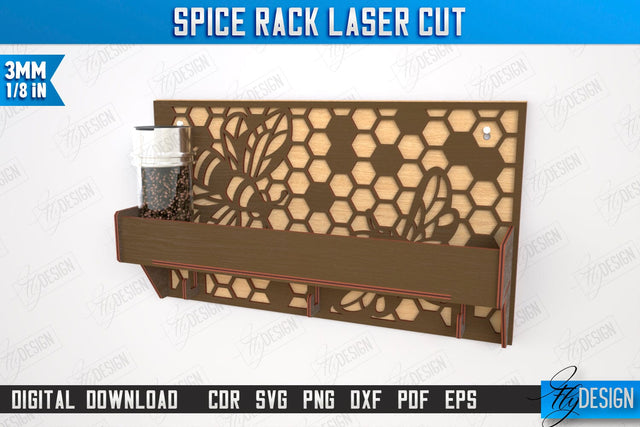 Spice Rack Laser Cut | Kitchen Shelf | Spice Caddy | Kitchen Organizer | CNC File SVG Fly Design 