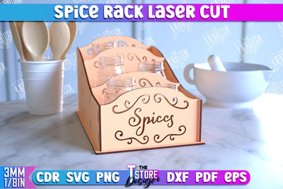 Spice Rack Laser Cut | Kitchen Shelf | Spice Caddy | Kitchen Organizer | CNC File SVG The T Store Design 