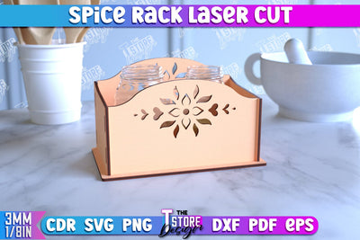 Spice Rack Laser Cut | Kitchen Shelf | Spice Caddy | Kitchen Organizer | CNC File SVG The T Store Design 