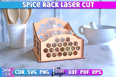 Spice Rack Laser Cut | Kitchen Shelf | Spice Caddy | Kitchen Organizer | CNC File SVG The T Store Design 