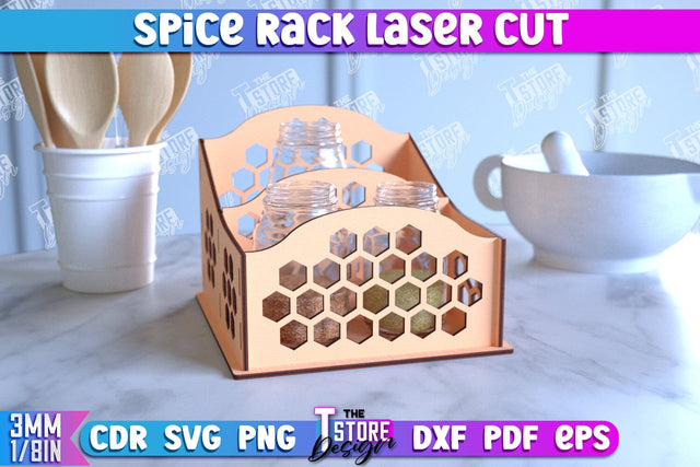Spice Rack Laser Cut | Kitchen Shelf | Spice Caddy | Kitchen Organizer | CNC File SVG The T Store Design 