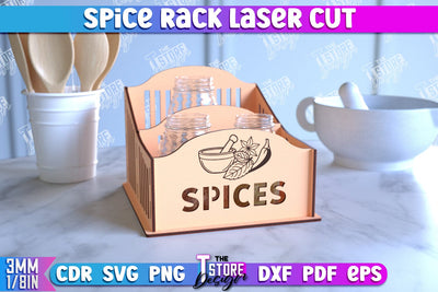 Spice Rack Laser Cut | Kitchen Shelf | Spice Caddy | Kitchen Organizer | CNC File SVG The T Store Design 
