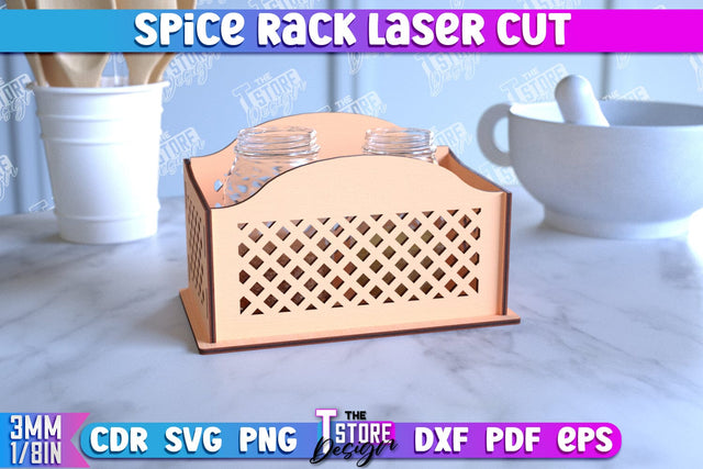 Spice Rack Laser Cut | Kitchen Shelf | Spice Caddy | Kitchen Organizer | CNC File SVG The T Store Design 