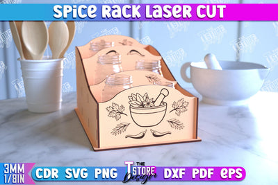 Spice Rack Laser Cut | Kitchen Shelf | Spice Caddy | Kitchen Organizer | CNC File SVG The T Store Design 