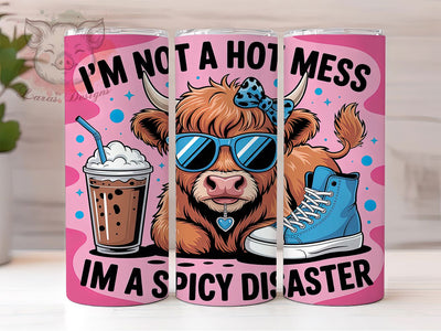 Spicy Cow Disaster 20oz Tumbler Wrap, Spicy Disaster Sublimation, Hot Mess Cow PNG, Humorous Cow Design, 20oz Tumbler Wrap, Cartoon Cow Sublimation, Summer Vibes Wrap Sublimation Lara' s Designs 