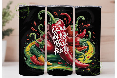 Spicy & Feisty 20oz Tumbler Wrap Sublimation PixelChick 