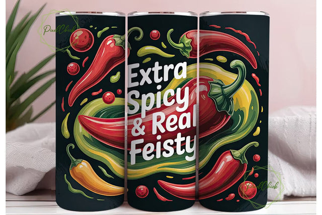 Spicy & Feisty 20oz Tumbler Wrap Sublimation PixelChick 