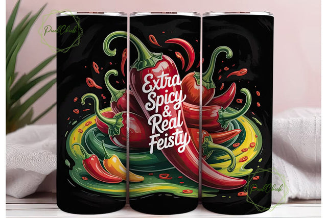 Spicy & Feisty 20oz Tumbler Wrap Sublimation PixelChick 