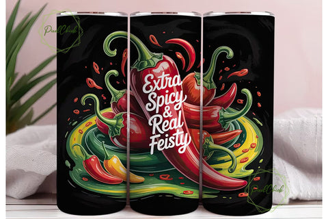 Spicy & Feisty 20oz Tumbler Wrap Sublimation PixelChick 