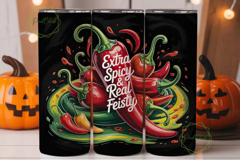 Spicy & Feisty 20oz Tumbler Wrap Sublimation PixelChick 