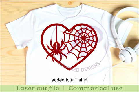 Spider and web Halloween heart laser cut wall sign SVG APInspireddesigns 