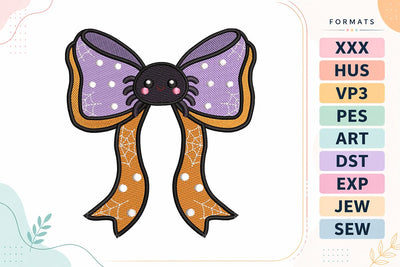 Spider Bow with Web and Dots Halloween Embroidery Design Embroidery/Applique DESIGNS sg embroidery 