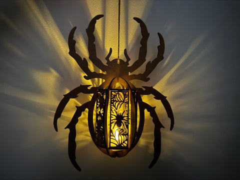 Spider Lantern Set of 4 – Halloween Lamp with Creepy Designs SVG LaserCutano 