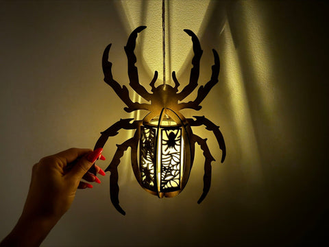 Spider Lantern Set of 4 – Halloween Lamp with Creepy Designs SVG LaserCutano 