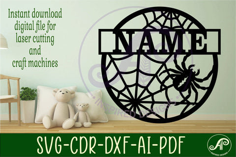 Spider name sign svg laser SVG APInspireddesigns 