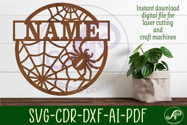 Spider name sign svg laser SVG APInspireddesigns 