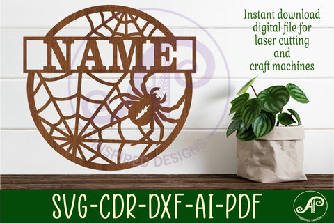 Spider name sign svg laser SVG APInspireddesigns 