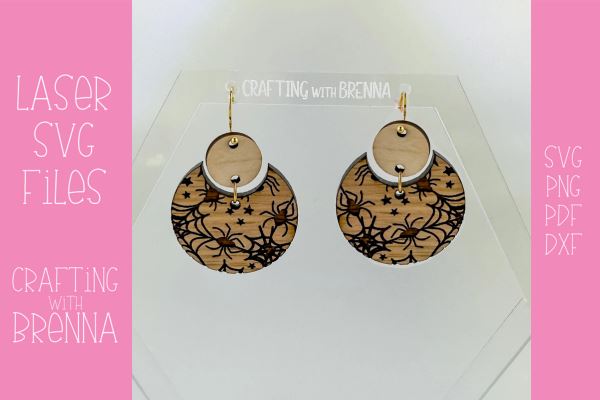 Spider Nested Circle Earring Laser SVG SVG Crafting With Brenna 