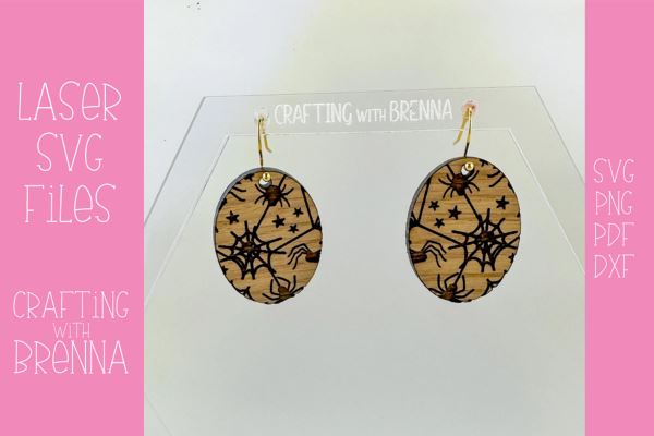 Spider Oval Teardrop Earring Laser SVG File SVG Crafting With Brenna 