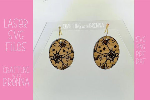 Spider Oval Teardrop Earring Laser SVG File SVG Crafting With Brenna 