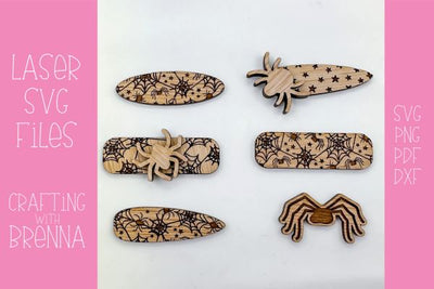 Spider Pattern Hair Clip Bundle Laser SVG File SVG Crafting With Brenna 