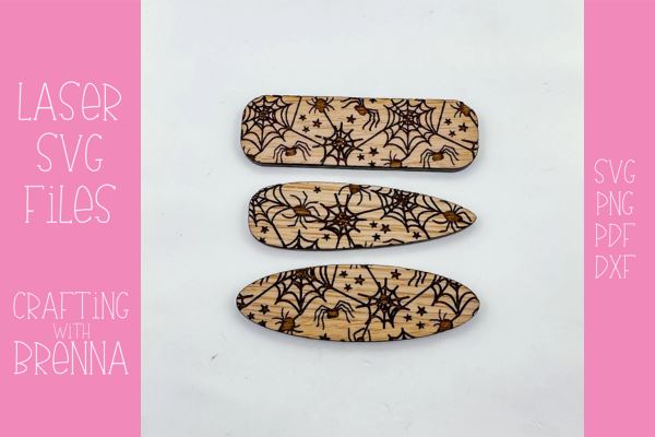 Spider Pattern Hair Clip Laser SVG File SVG Crafting With Brenna 