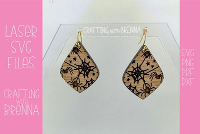 Spider Pointed Teardop Earring Laser SVG File SVG Crafting With Brenna 