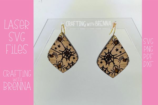 Spider Pointed Teardop Earring Laser SVG File SVG Crafting With Brenna 