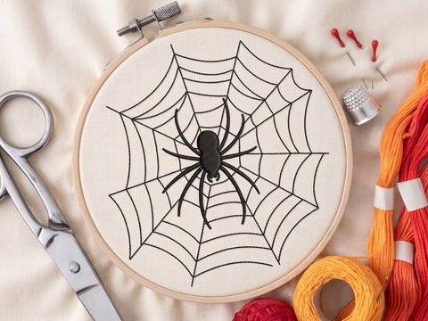 Spider Web Embroidery Design, Halloween Spiderweb Machine Embroidery File, Spooky Black Spider Embroidery/Applique DESIGNS DesignDestine 