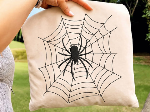 Spider Web Embroidery Design, Halloween Spiderweb Machine Embroidery File, Spooky Black Spider Embroidery/Applique DESIGNS DesignDestine 